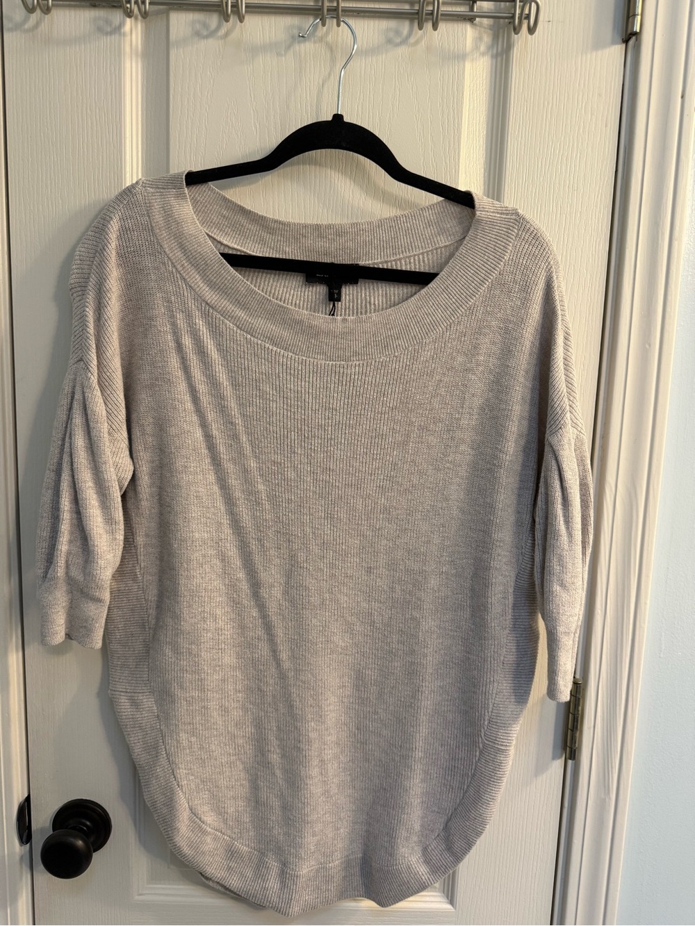 Express Light Tan Ribbed Crewneck Sweater